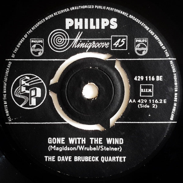 The Dave Brubeck Quartet : Don't Worry 'Bout Me / Gone With The Wind (7", EP)