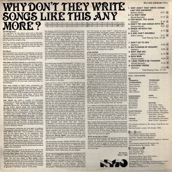 National Youth Jazz Orchestra featuring Litsa Davies : Why Don't They Write Songs Like This Any More? (LP, Album)