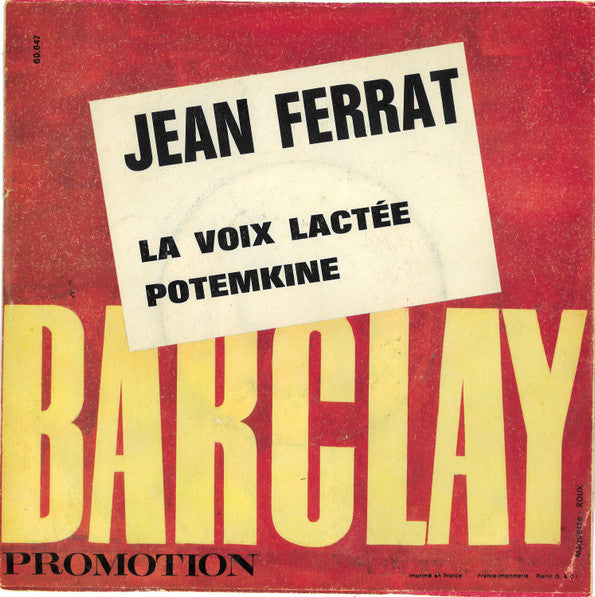 Jean Ferrat : La Voix Lactée / Potemkine (7", Mono, Promo)