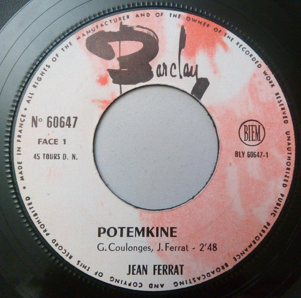 Jean Ferrat : La Voix Lactée / Potemkine (7", Mono, Promo)