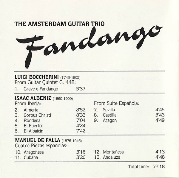 Amsterdam Guitar Trio : Fandango (CD, Album)