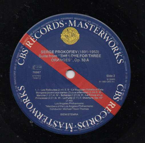 Sergei Prokofiev - Michael Tilson Thomas, Los Angeles Philharmonic Orchestra : Love For Three Oranges Suite = L'Amour Des Trois Oranges = Die Liebe Zu Den Drei Orangen / Lt. Kijé Suite / Overture, Op.42 (LP)