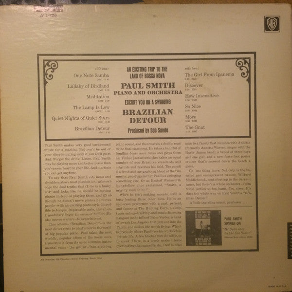 Paul Smith (5) : Brazilian Detour (LP, Mono)