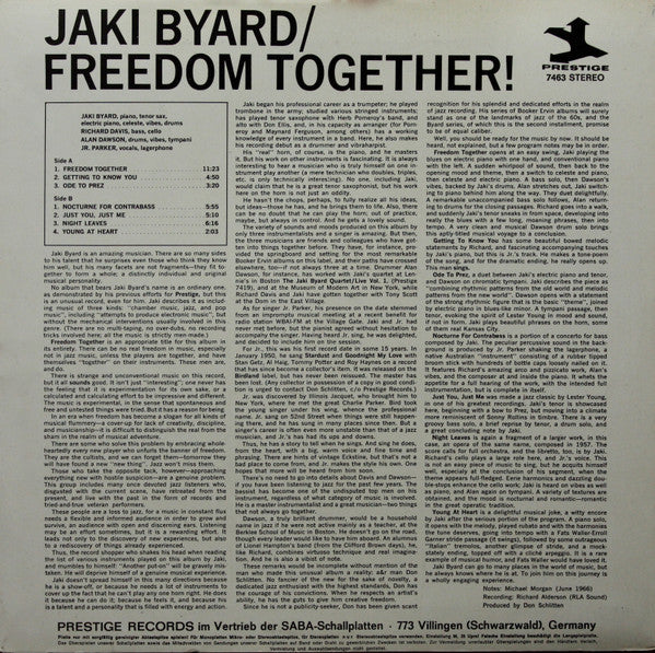 Jaki Byard : Freedom Together! (LP, Album)