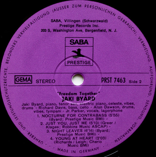 Jaki Byard : Freedom Together! (LP, Album)