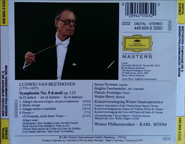 Ludwig van Beethoven, Jessye Norman  · Brigitte Fassbaender  · Placido Domingo · Walter Berry / Konzertvereinigung Wiener Staatsopernchor, Wiener Philharmoniker, Karl Böhm : Symphonie No. 9 (CD, RE, RM)