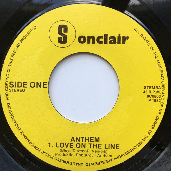 Anthem (20) : Love On The Line (7", Single)