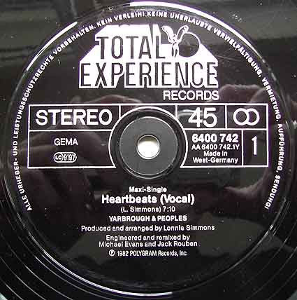 Yarbrough & Peoples : Heartbeats (Special Disco Mix) (12")
