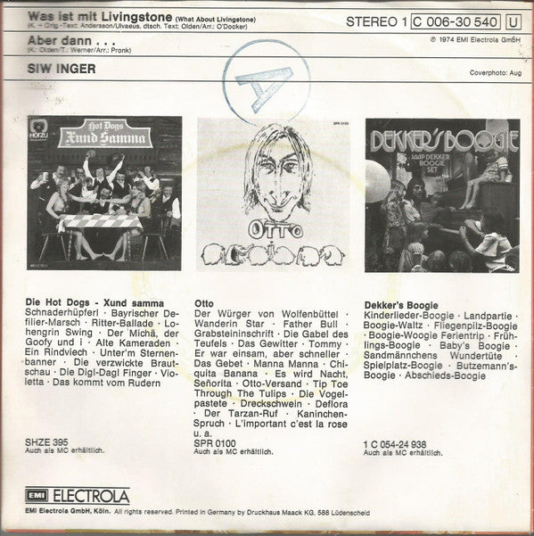 Siw Inger : Was Ist Mit Livingstone (What About Livingstone) (7", Single)