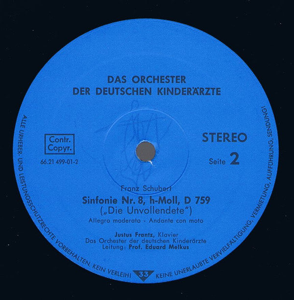 Orchester Der Deutschen Kinderärzte, Justus Frantz, Eduard Melkus : Schumann: Klavierkonzert A-Moll / Schubert: Sinfonie Nr. 8 H-Moll "Die Unvollendete" (LP, S/Edition)