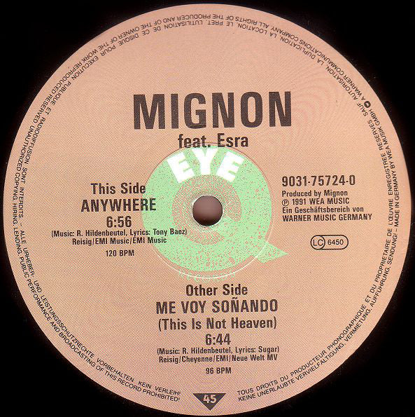 Mignon Feat. Esra : Me Voy Soñando (This Is Not Heaven) (12")