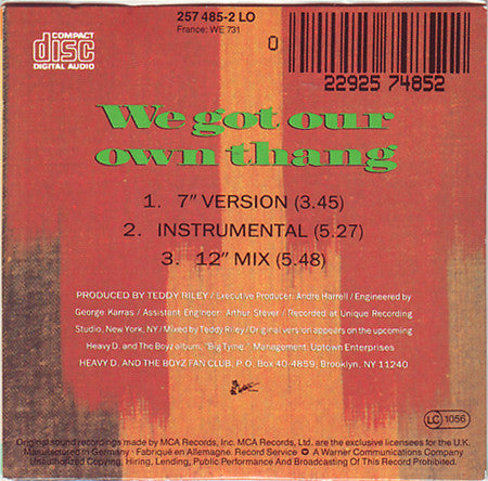 Heavy D. & The Boyz : We Got Our Own Thang (CD, Mini, Single)