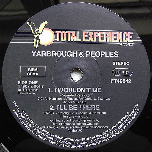Yarbrough & Peoples : I Wouldn't Lie (12", Maxi)