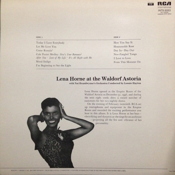Lena Horne : Lena Horne At The Waldorf Astoria (LP, Album, RE)