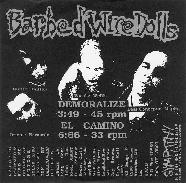 Barbed Wire Dolls : Demoralize / El Camino (7", Red)