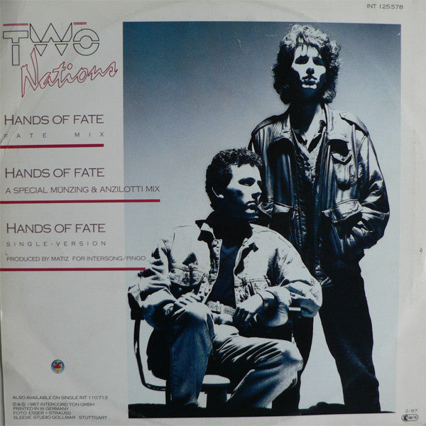 Two Nations : Hands Of Fate (12", Maxi, Blu)