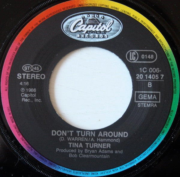 Tina Turner : Typical Male (7", Single)