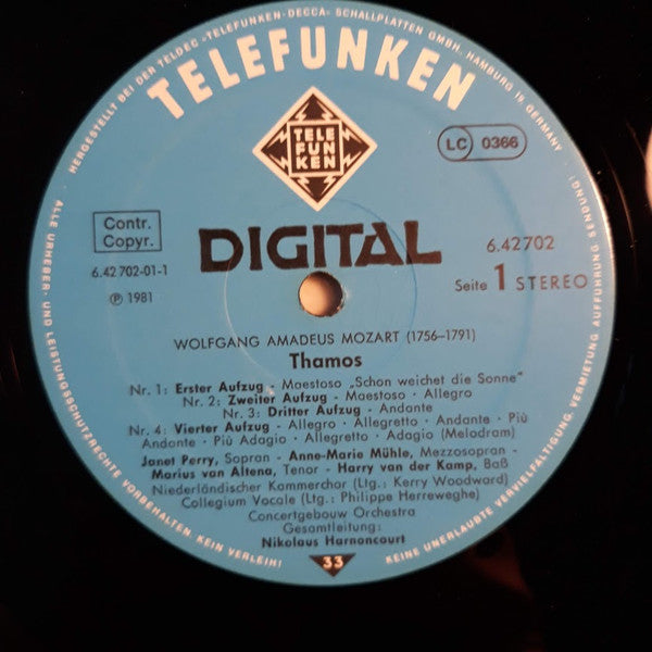 Wolfgang Amadeus Mozart, Concertgebouworkest, Nikolaus Harnoncourt : Thamos (LP, Blu)