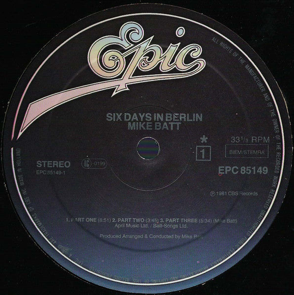 Mike Batt : Six Days In Berlin (LP, Album)
