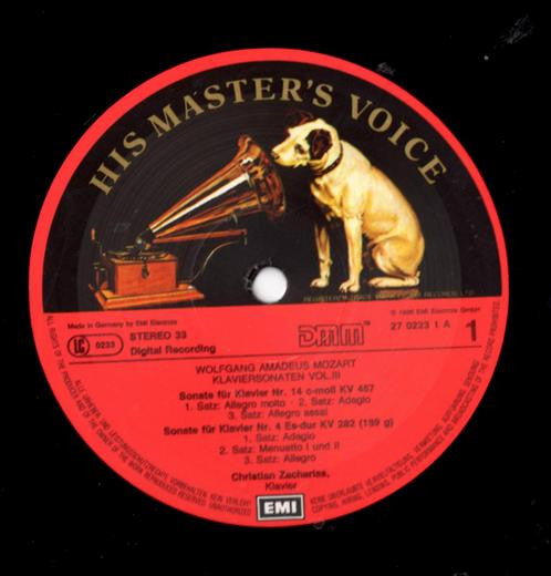 Wolfgang Amadeus Mozart - Christian Zacharias : Klaviersonaten - Vol. III (LP)