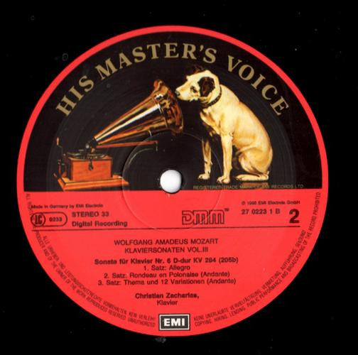 Wolfgang Amadeus Mozart - Christian Zacharias : Klaviersonaten - Vol. III (LP)