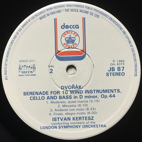 Brahms* / Dvořák* – London Symphony Orchestra, Istvan Kertesz* : Serenade No. 2 In A Major, Op. 16 / Serenade In D Minor, Op. 44 (LP, RE, RP)