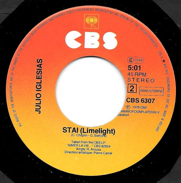 Julio Iglesias : Aimer La Vie (7")