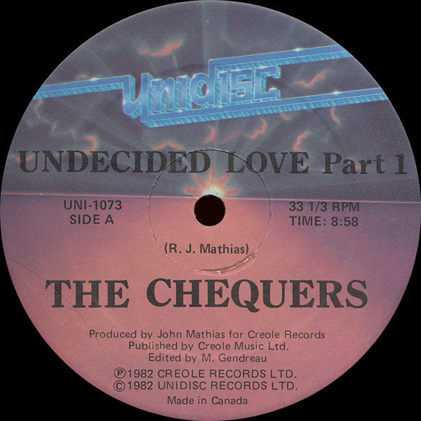 The Chequers / Jesse Green : Undecided Love Part 1 / Nice And Slow (12")