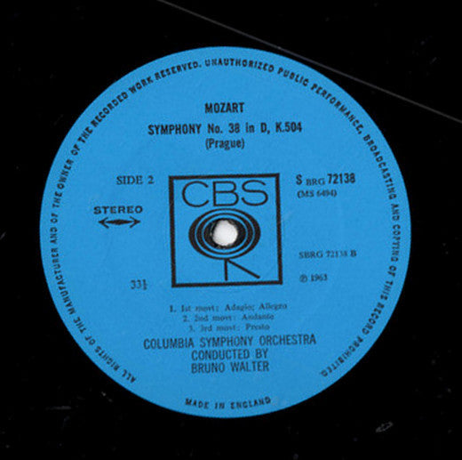 Wolfgang Amadeus Mozart, Bruno Walter : Mozart: Symphony No. 40 In G Minor, K. 550 / Symphony No. 38 In D, K. 504 "Prague" (LP, Album)
