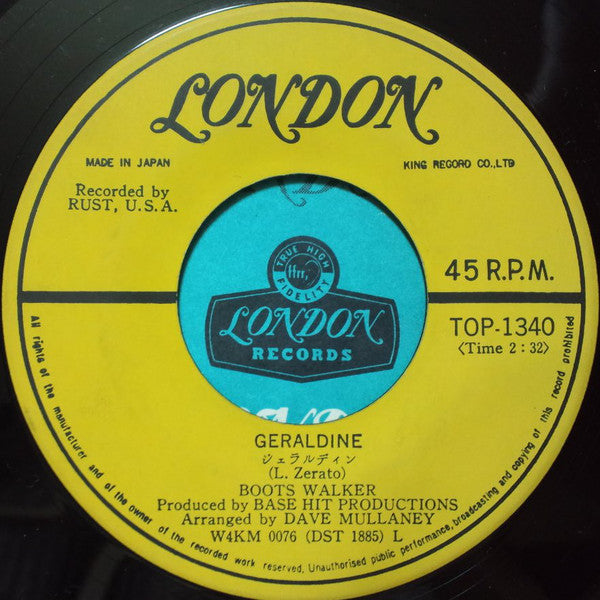 Boots Walker : Geraldine / No One Knows (7", Single)