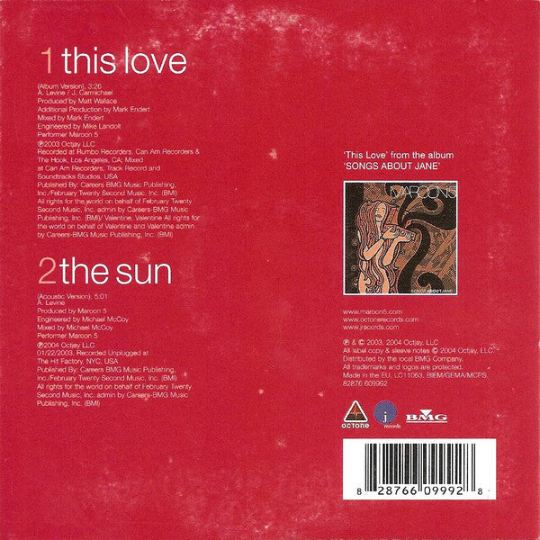 Maroon 5 : This Love (CD, Single, Car)