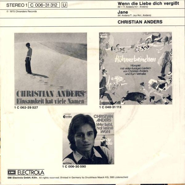 Christian Anders : Wenn Die Liebe Dich Vergißt (7", Single)