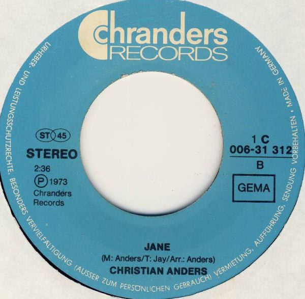 Christian Anders : Wenn Die Liebe Dich Vergißt (7", Single)