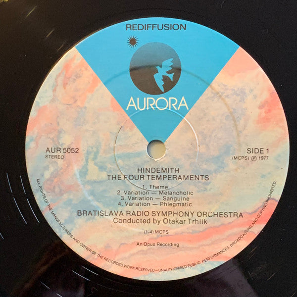 Paul Hindemith / Igor Stravinsky, Slovak Radio Symphony Orchestra Conducted By Otakar Trhlík : Four Temperaments / Capriccio (LP)