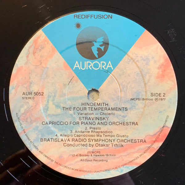 Paul Hindemith / Igor Stravinsky, Slovak Radio Symphony Orchestra Conducted By Otakar Trhlík : Four Temperaments / Capriccio (LP)