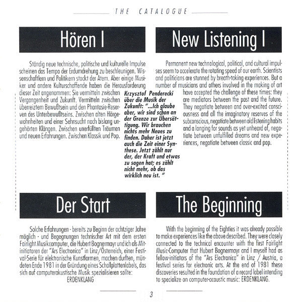 Various : Erdenklang Music Vol. II (...With New Instrumental Music Into The 90's...) (CD, Smplr)