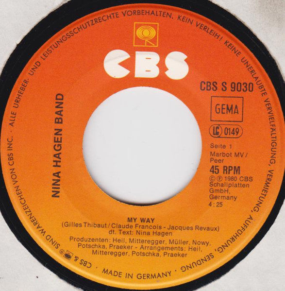 Nina Hagen : My Way (7", Single)