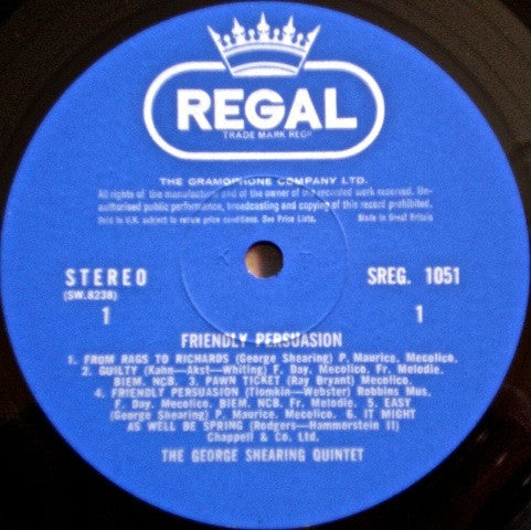 The George Shearing Quintet : Friendly Persuasion (LP, Album, Comp)