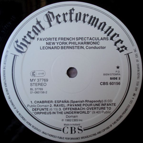 Various - Leonard Bernstein, New York Philharmonic : Favorite French Spectaculars (LP, Comp, RM)