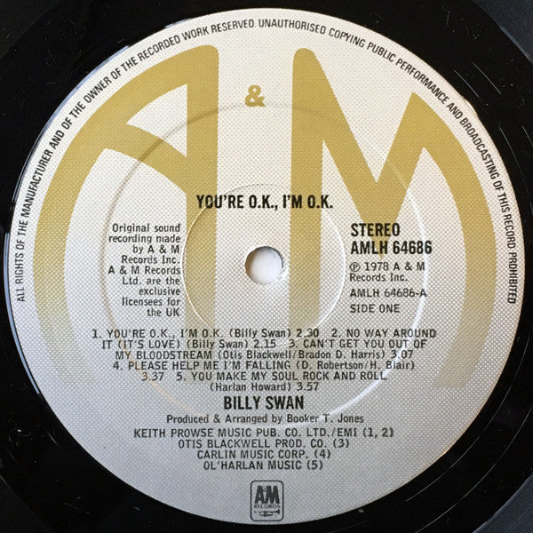 Billy Swan : You're Ok, I'm Ok (LP, Album)