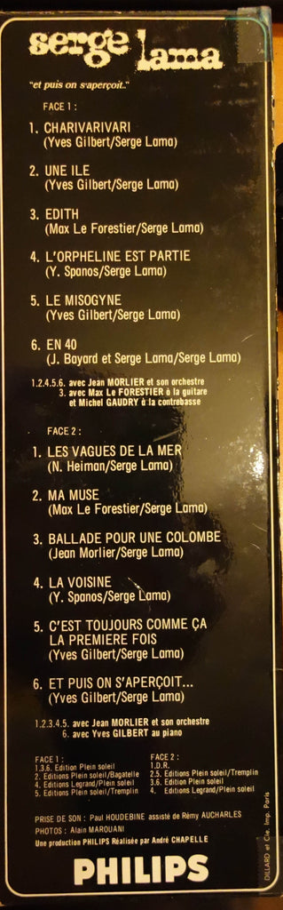 Serge Lama : Et Puis On S'aperçoit (LP, Album, Gat)