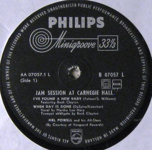 Mel Powell & His All-Stars : Jam Session At Carnegie Hall (LP, Album, Mono)