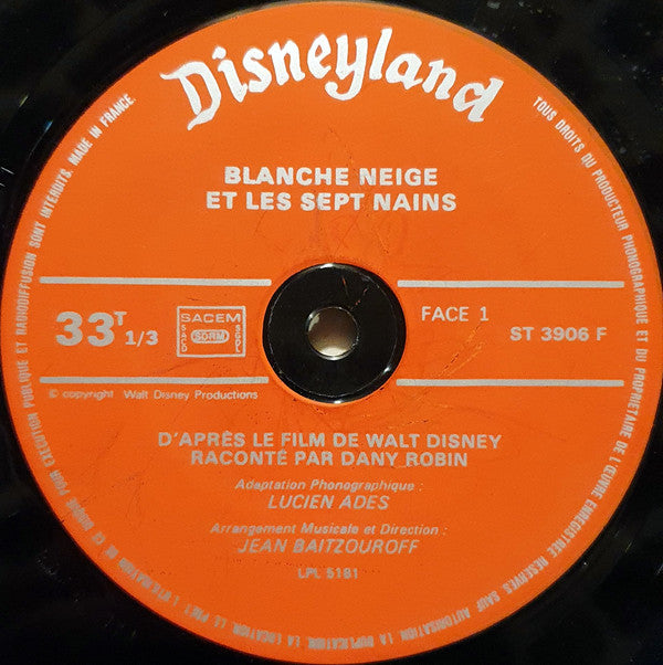Dany Robin : Blanche-Neige Et Les 7 Nains (Musique Et Chansons Du Film) (LP, RE)