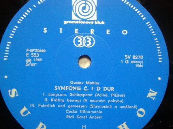 Gustav Mahler : Symfonie Č.1. (LP, Album, Club)
