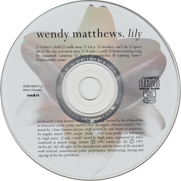 Wendy Matthews : Lily (CD, Album)