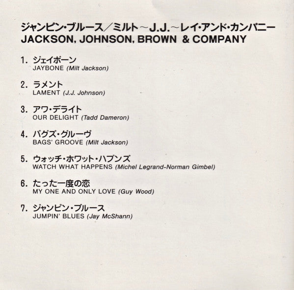 Milt Jackson, J.J. Johnson, Ray Brown : Jackson, Johnson, Brown, & Company (CD, Album)