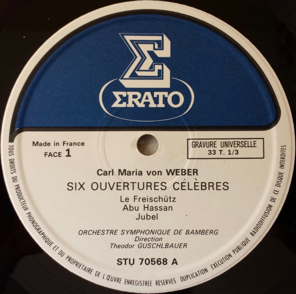 Carl Maria von Weber, Theodor Guschlbauer, Bamberger Symphoniker : Six Ouvertures Celebres (LP, Album)