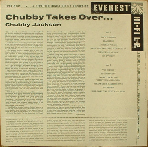 Chubby Jackson : Chubby Takes Over (LP, Album, Mono)