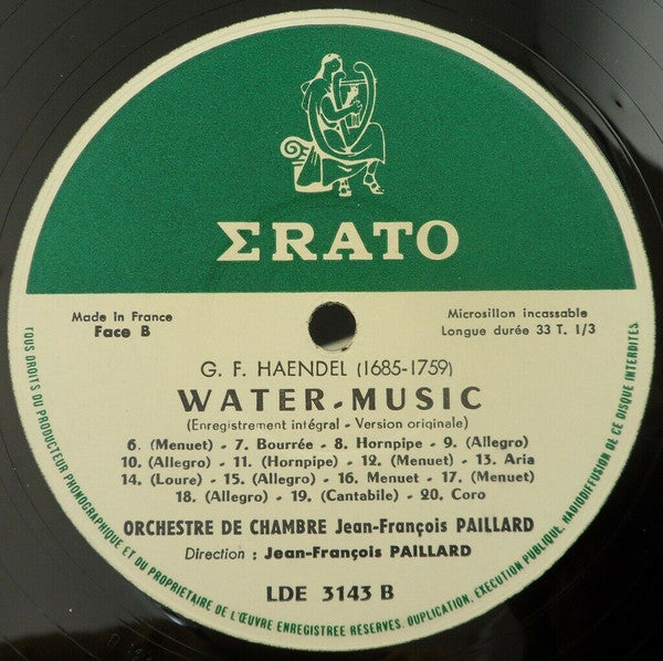 Georg Friedrich Händel / Orchestre De Chambre Jean-François Paillard : Water Music (LP, Mono)