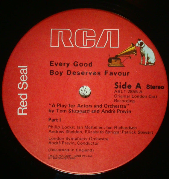 Tom Stoppard and André Previn, London Symphony Orchestra : Every Good Boy Deserves Favour "A Play For Actors And Orchestra" (LP, Album)